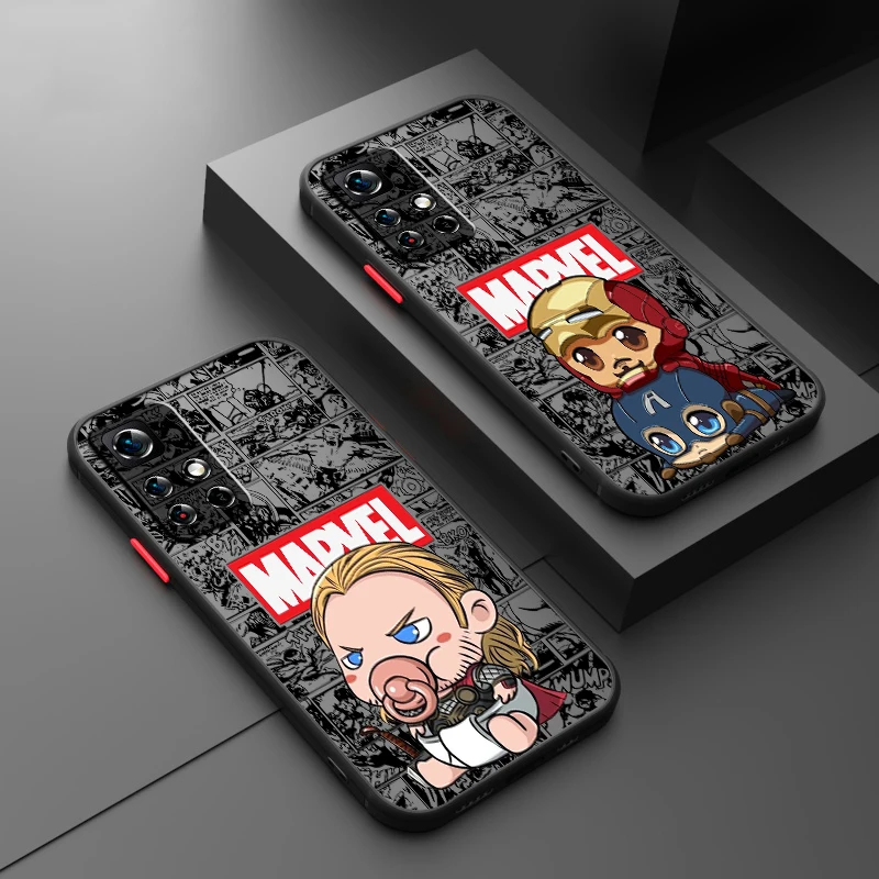 Cute Marvel Collection Cartoon Frosted Translucent For Redmi Note 13R 13 12 12S 12T 11 11T 11E 10 Pro Plus 5G Cover Phone Case