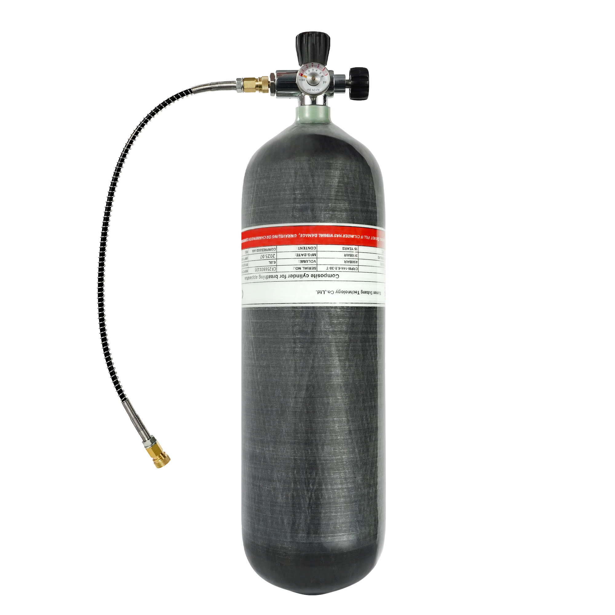 TUXING 300Bar 4500psi 6.8L cilindro in fibra di carbonio cilindro ad alta pressione con valvola di regolazione grande e piccola per immersioni subacquee