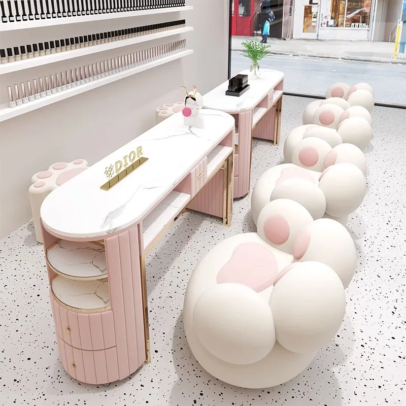 

Accessories Kawaii Nail Table Workstation Design Nordic Reception Nail Desk Modern Aesthetic Scrivania Per Unghie Furniture