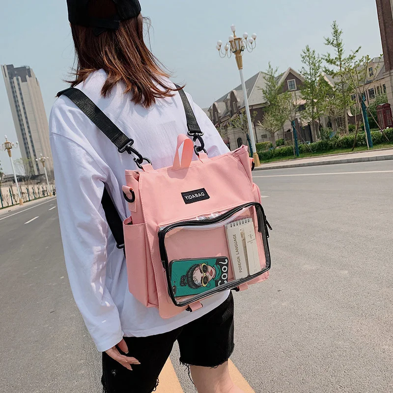 Women's Fashion Ita Backpacks Cute Girl Transparent Large Capacity Crossbody Bag Kawaii Students Individuality DIY Shoulder Bags