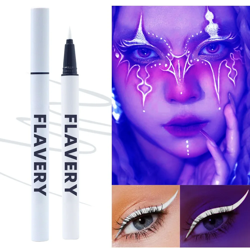 1Pc Halloween Fluorescent Color UV Eyeliner Waterproof and Sweat-proof Face Paint Pen Matte Glowing Neon Liquid Eyeliner 8 Color