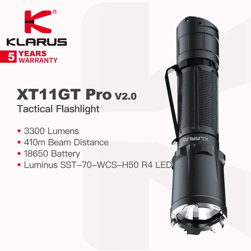 klarus tactical dual setting lanterna com moldura impressionante 410m distancia do feixe 18650 bateria ao ar livre xt11gt pro v20 3300 lumens 01