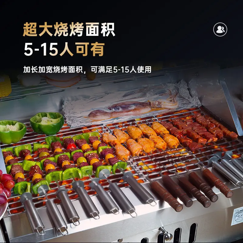 Built-in Barbecue Grill, Outdoor Charcoal Stainless Steel Barbecue Grill, Home Garden Barbecue Carbon Stove BBQ