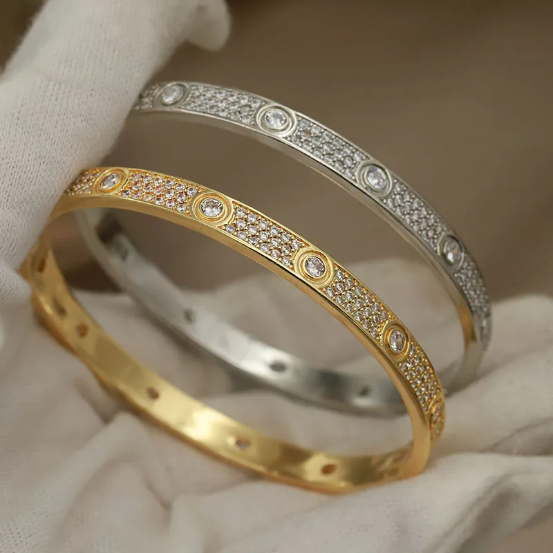 New Sight Classic Full Crystal Geometric Bangles for Women Wedding Bridal Luxury Zirconia Bracelet Fashion Brand Jewelry