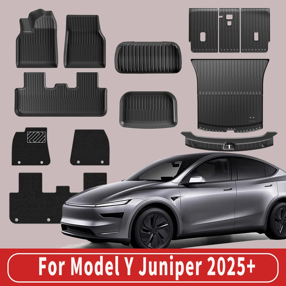 

Для нового Tesla Model Y Launch 2025+ Juniper 2025+ Коврики из ТПЭ и грузовой подкладки, всепогодные коврики в багажник, напольные коврики, коврики для спинки