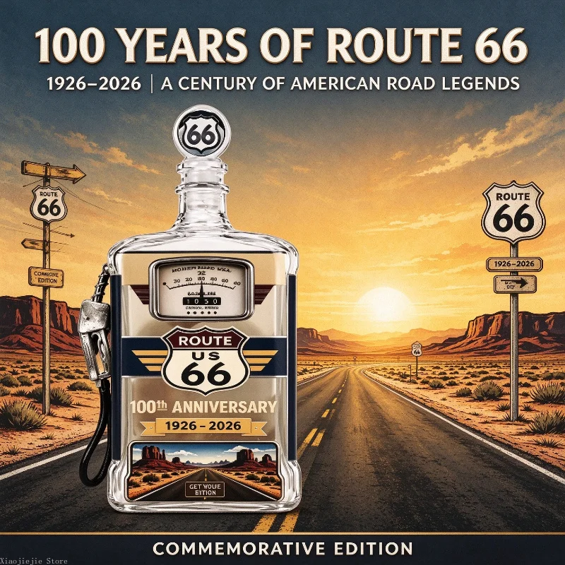 Vintage Highway Road Pattern Glass Decanter 400ml Liquor Whiskey Bottle Novelty Fuel Pump Shape Glass Flask Home Bar Decor Gift