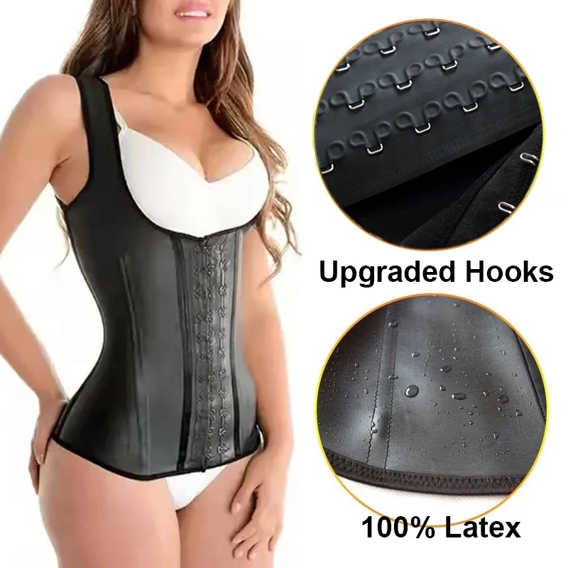 High Compression Waist Trainer Firm Control Body Shapewear Women Latex Sports Vest Slimming Corset Steel Bone Fajas Colombianas