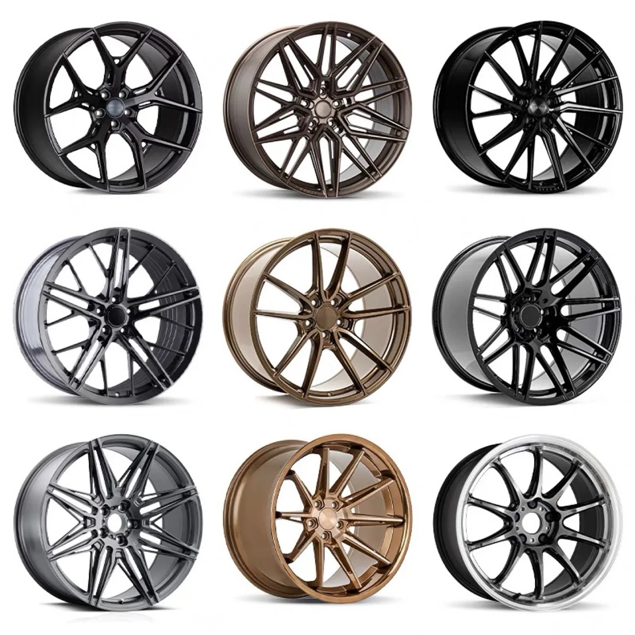 15/19 Inch 5-Spoke Brushed Clear Monoblock Wheels, 5x114.3 PCD Classic Compact Car Aftermarket Rims