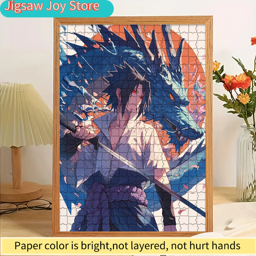 

Anime Naruto Sasuke Uchiha Sword & Blue Dragon Scene Paper Puzzle, Premium Thick Paper Material, High Definition Vivid Printing,