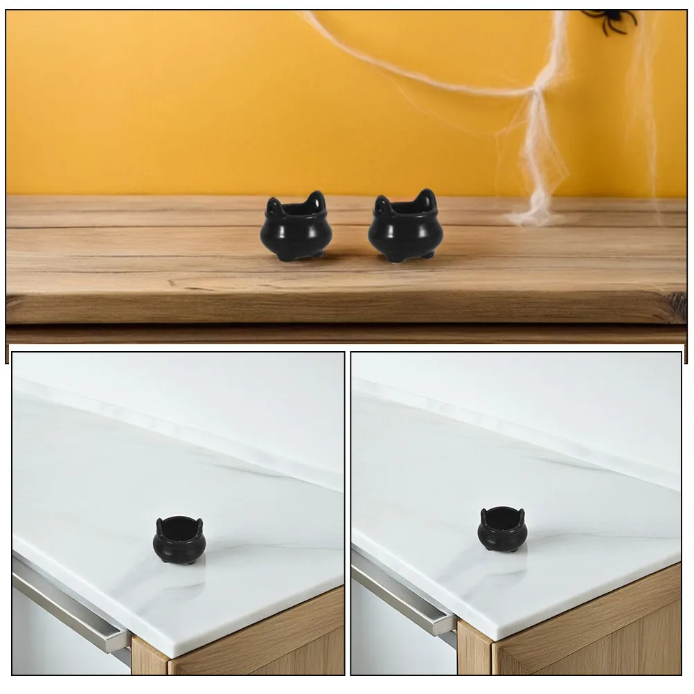 30Pcs Mini Cauldrons Halloween Decorations Miniature Witch Cauldron Pots Small Ornaments Party Favors Micro Landscape