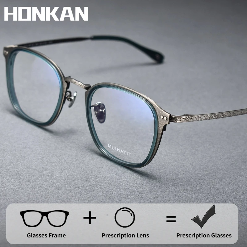 

Business Man Luxury Pure Titanium Eyeglasses Acetate Frame Fashion Retro Spectacle Ultrallight Eyewear Optical Prescription Men