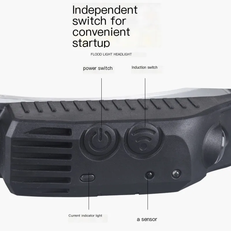 Farol de silicone portátil montado na cabeça luz de trabalho carregando luz de corrida ao ar livre detectando luz forte
