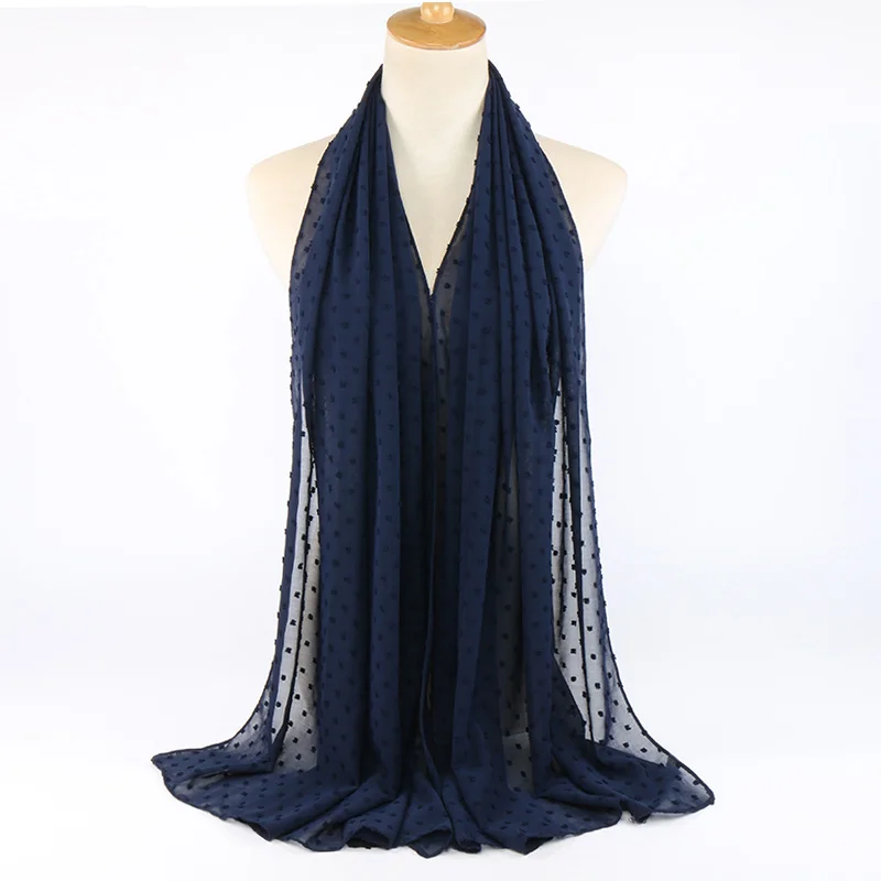 

Hot-selling Elegant Modest Women Chiffon Solid Wool Ball Muslim Head Scarf Ladies Shawl and Wrap Female Foulard Hijab