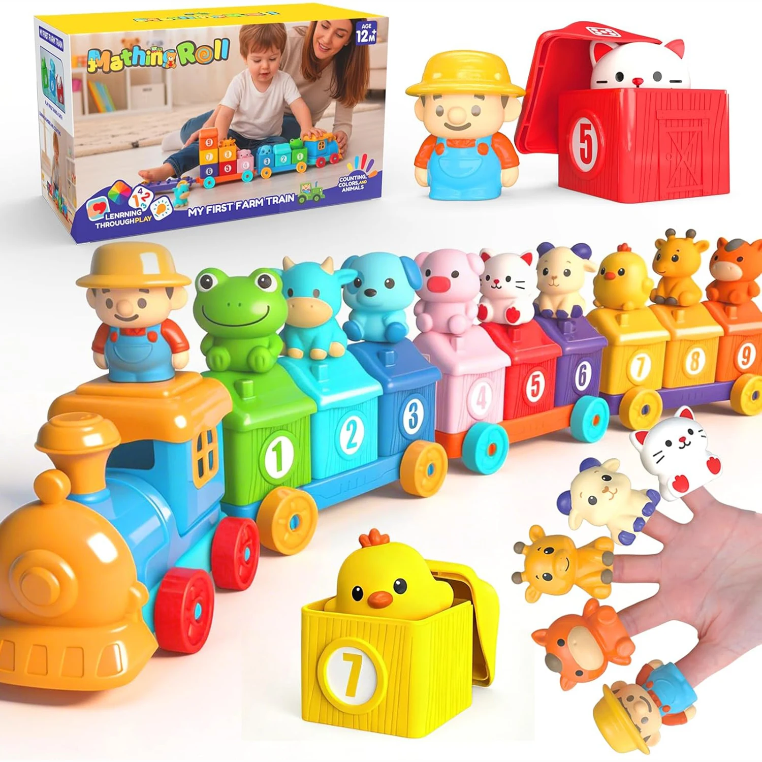 Montessori-Farm-Zugset für Kleinkinder, das das Zählen, das Zuordnen und Sortieren sowie die Entwicklung der Feinmotorik fördert, Vorschulspielzeug, Weihnachtsgeschenk. – Detail 9