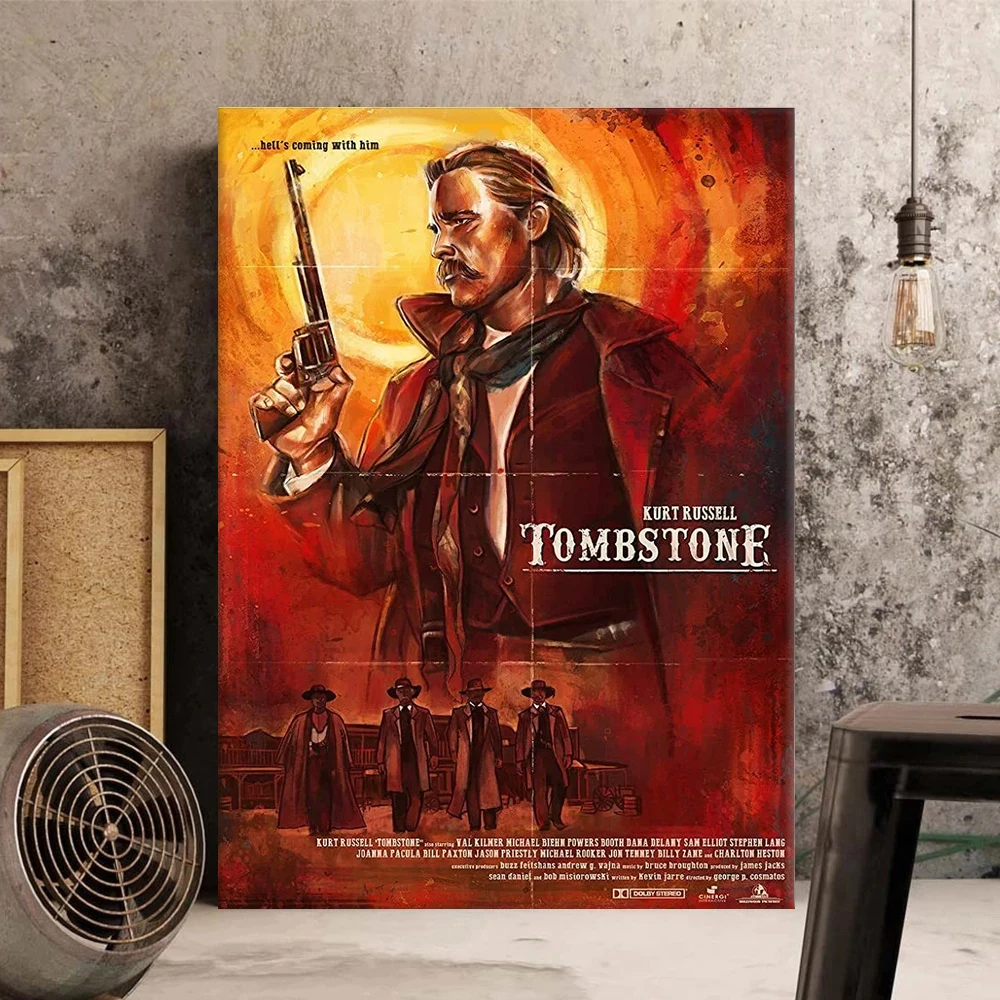 Tombstone Movie Poster Vintage Western Art Print Wall Decor Kurt Russell Val Kilmer Canvas Painting Film Fan Gift Home Accessory