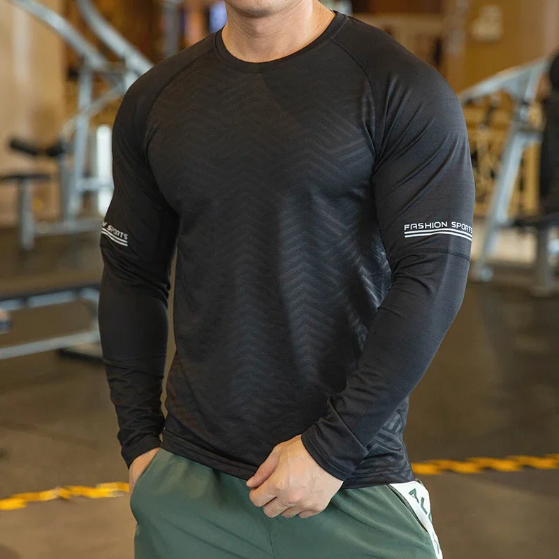 Camisas deportivas de compresión para hombre, sudadera elástica de Fitness, ropa deportiva de entrenamiento transpirable, Tops de entrenamiento de