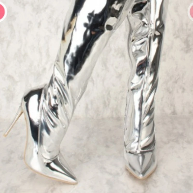

Women's Flat Heel Mid Calf Knight Boots Round Toe Ruched Pu Leather Non Slip Fashion Boots Plus Size 2026 New Arrival