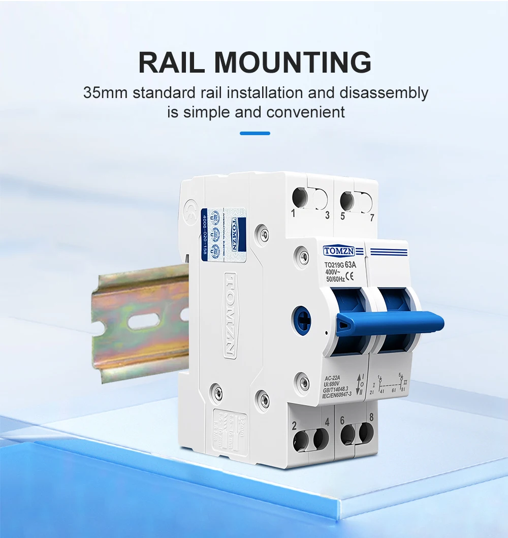 TOMZN 2P 63A MTS Manueller Doppelstrom-Umschalter mit Verriegelung und Leistungsschalter – Detail 7