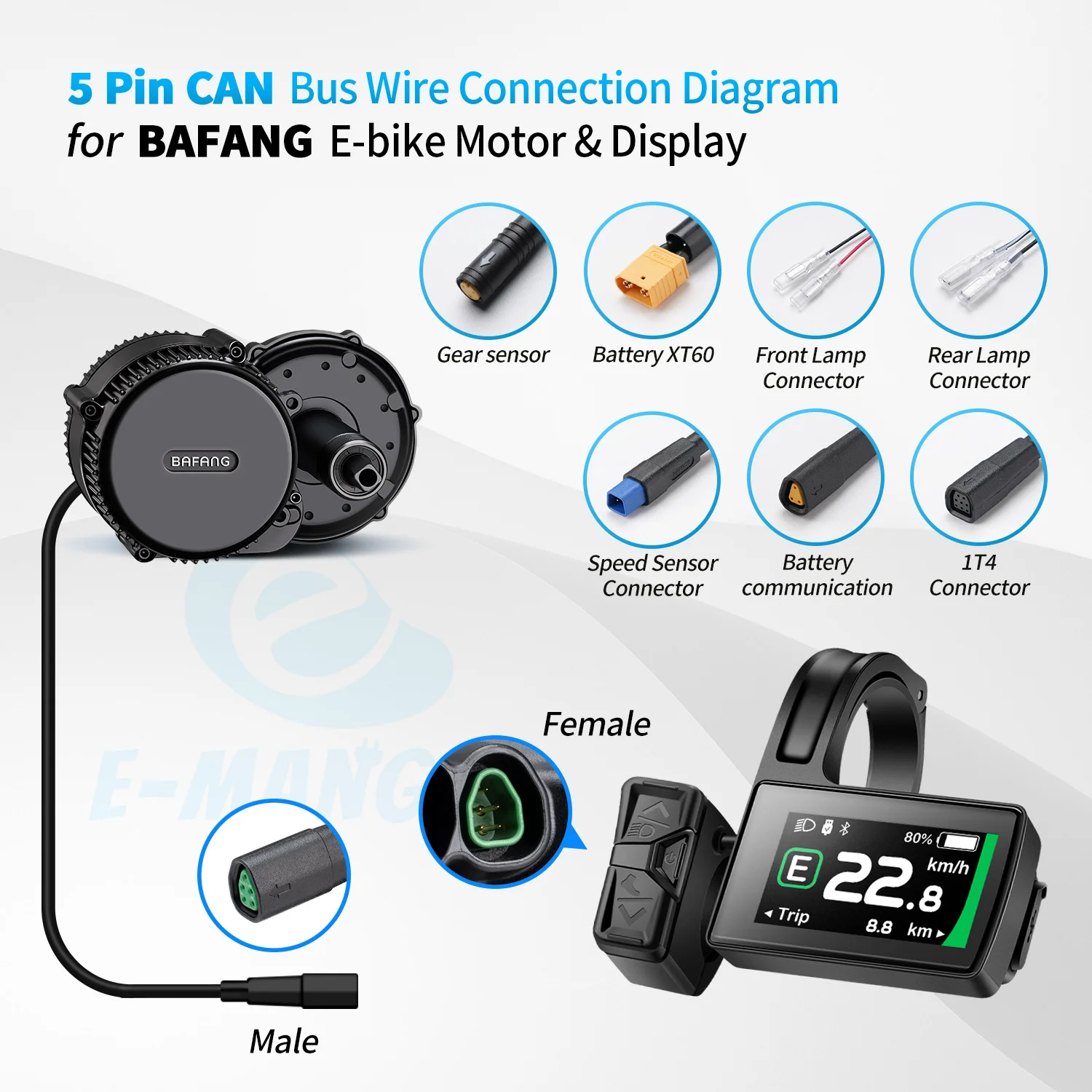 BAFANG DPC245 E-Bike-Display CAN-Protokoll Bluetooth 5.1 LCD-Bildschirm für Bafang Mittelmotor M510 M600 M560 M510 M420 Umrüstsätze – Detail 4