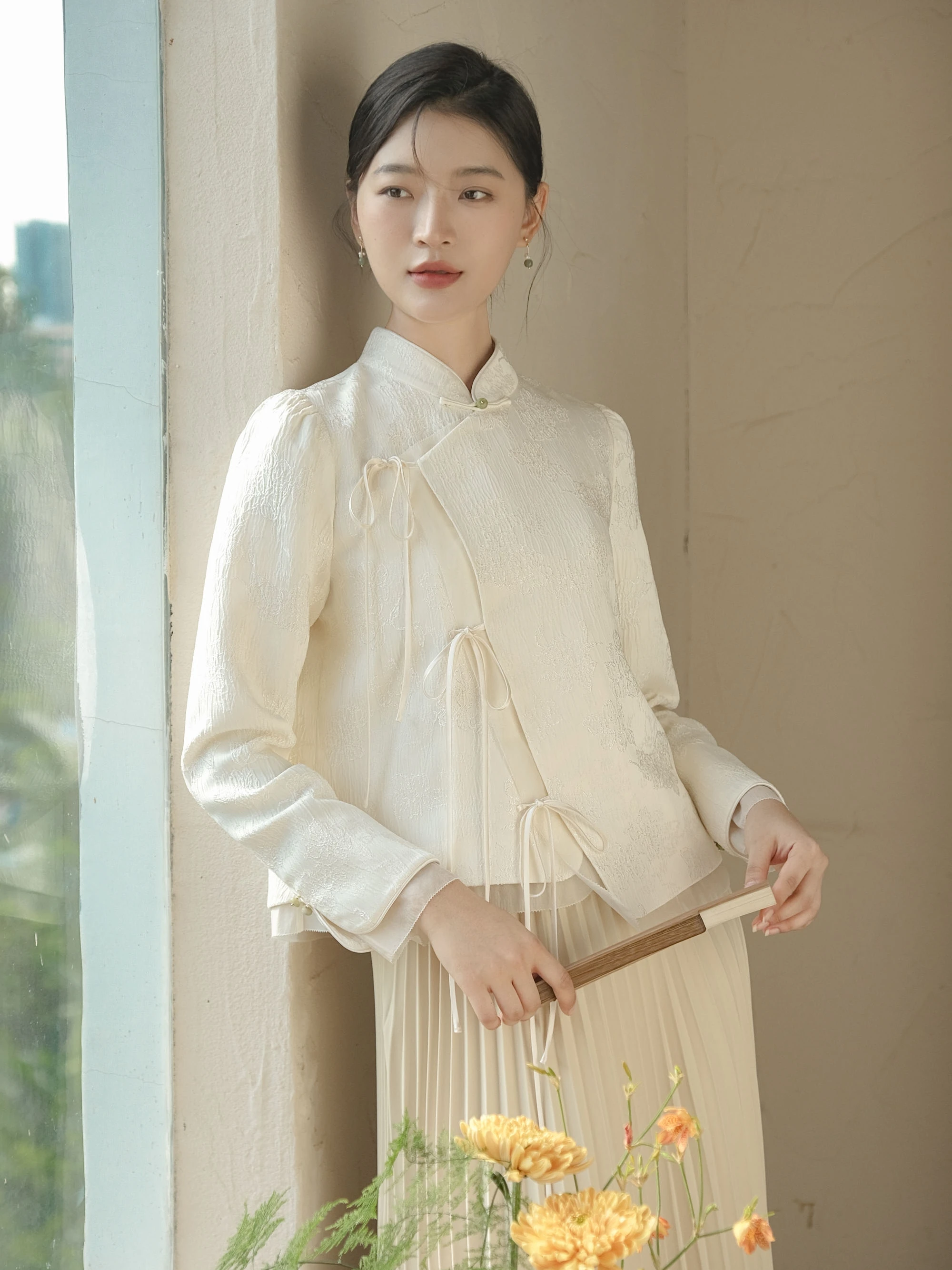 

White Stand Collar Reformed Sle Jaet Zen Spirit Spring Summer Women's Faion New Chinese National Sle Top