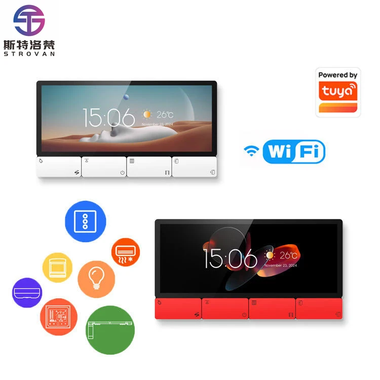 

STLF OEM New F5 6.2 Inch Android 11 Tuya Smart Panel Zigbee Gateway 8-Button Multi-Function Music Wall Amplifier WiFi App