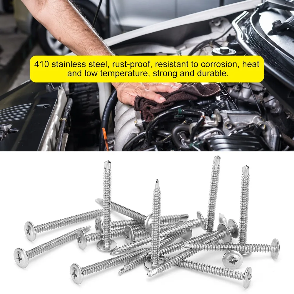 25PCS Self Phillips Drive Self Tapping Screws Fully Threaded Quick Sheet Metal Screws Flat Head Screw For Wood
