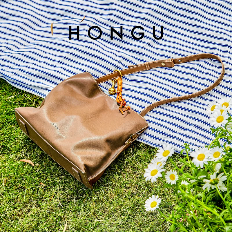 

HONGU женская сумка через плечо 2025 ретро пригородная коричневая сумка подмышками квадратная сумка с большой вместительностью корейская популярная сумка H5156765