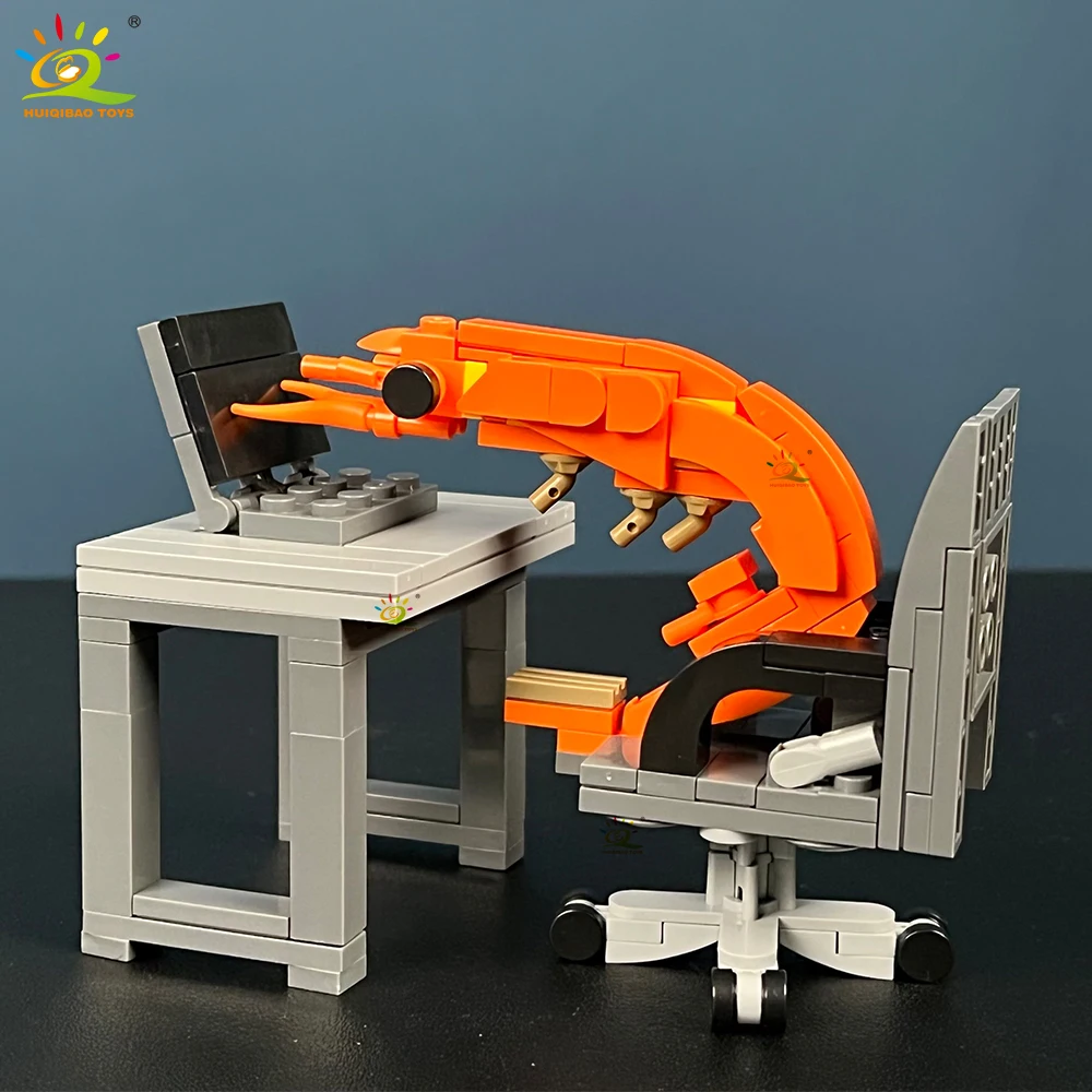 HUIQIBAO – blocs de construction créatifs MOC, figurines de crevettes, puzzle à assembler, parodies créatives de célébrités d'Internet, jouets assemblés