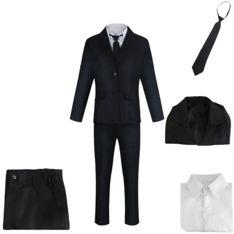 زي ماكيما بالمنشار الرجل التنكري، أنيمي، الزي الأسود، فستان كرنفال عيد الميلاد، زي الحفلات، جميل