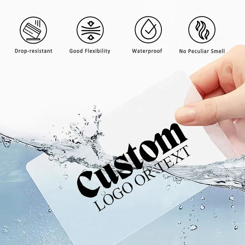PVC Transparent Business Cards (100pcs) - Custom Logo/Text | Clear Sleek Design | Professional Branding Cards