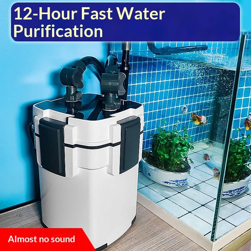 Fish Tank Filter System-Three-in-One Grass Tank Filter Bucket with Water Purification Circulation Ultra-Quiet External Design