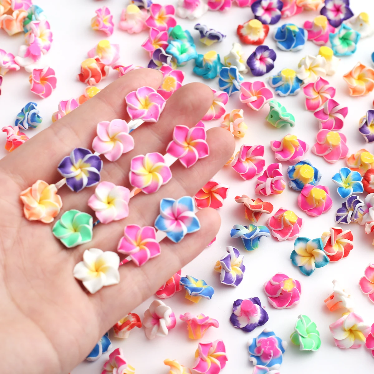 50pcs 12mm-15mm Mixed Soft Clay Flower Beads Pastel Clay Beads Suitable For DIY Bracelets Necklaces Earrings Jewelry Chains
