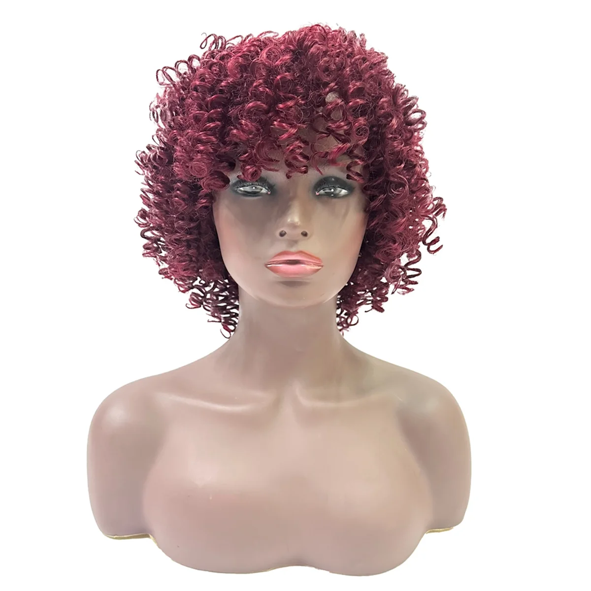 African Women Short Wigs with Bangs Natural Look Long-Lasting Wear Fashion Wig Headgear