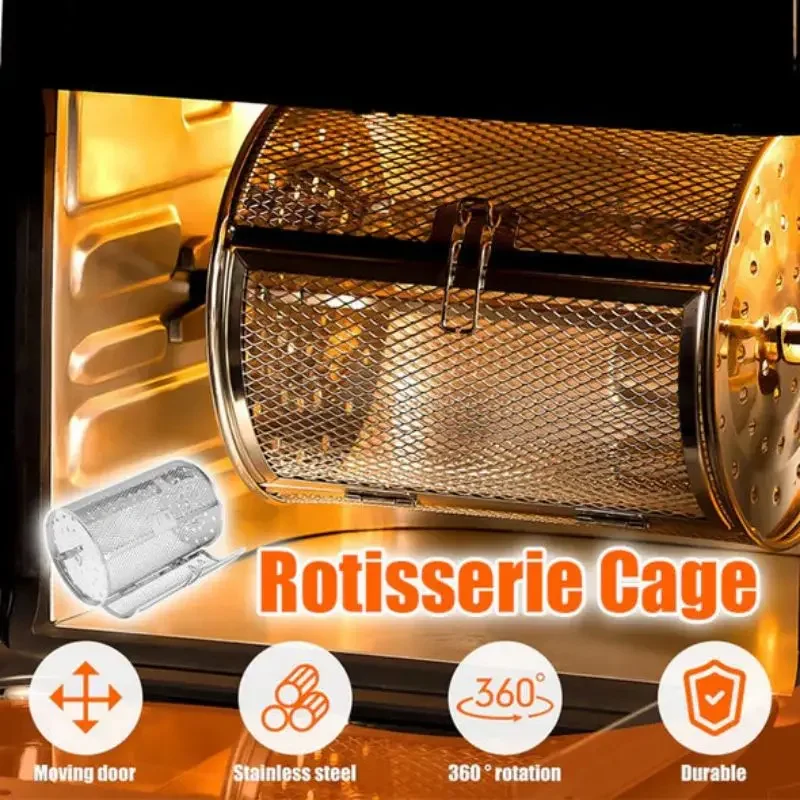 Stainless Steel Rotating Grill Nuts, Peanuts, Chestnuts Rotary Grill Cage Rolling Grill Air Fryer Rotating Grill Cage