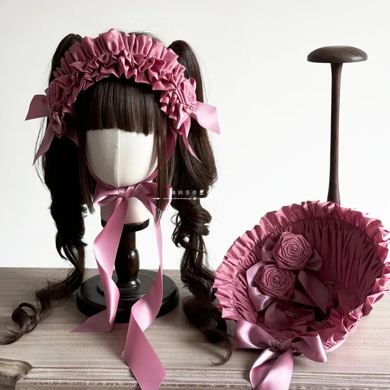 

Original Lolita Handmade Rose Bnt Sweet Cute Girl Rose Headgear Cosplay Accessories Headgear Headband women