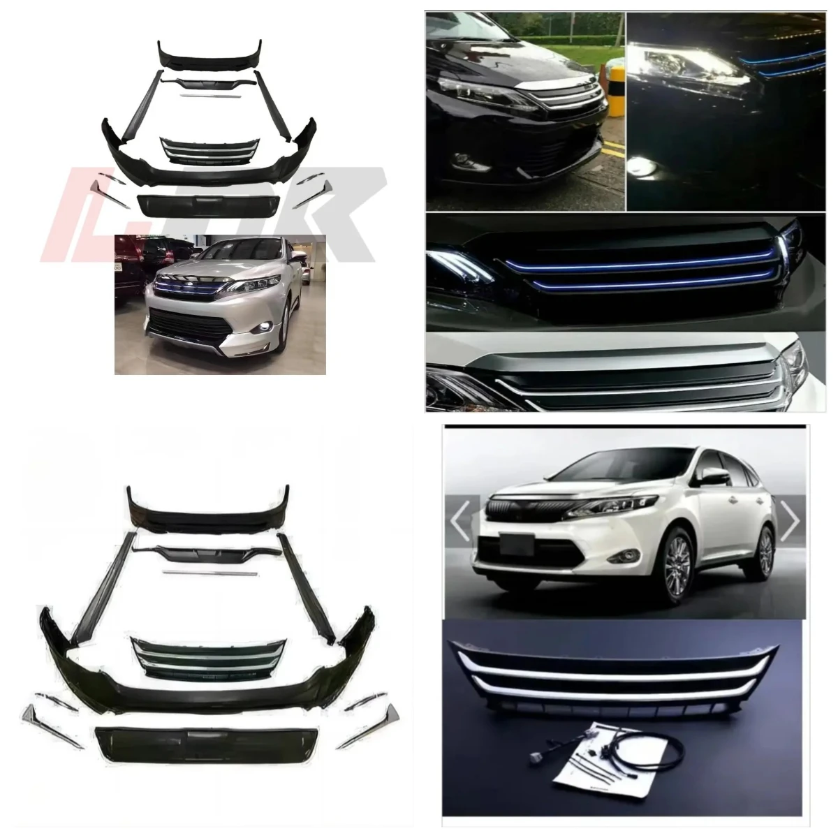 

BR Factory Price for Harrier 2014-2017year Upgrade to M- Front and Rear Lips LED Grille Blue and White Color High Quality