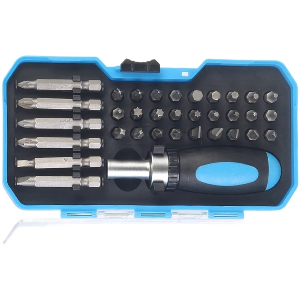 34PCS Ratchet Screwdriver Bit Set With Magnetic Tips, Compact Socket Head Kit For Home Auto Repair Tools