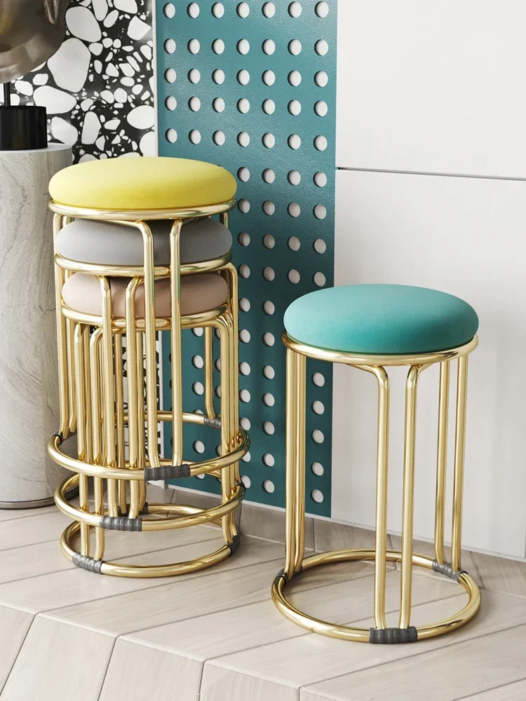 High bench plastic stackable chair light luxury dining chair spare small round stool.