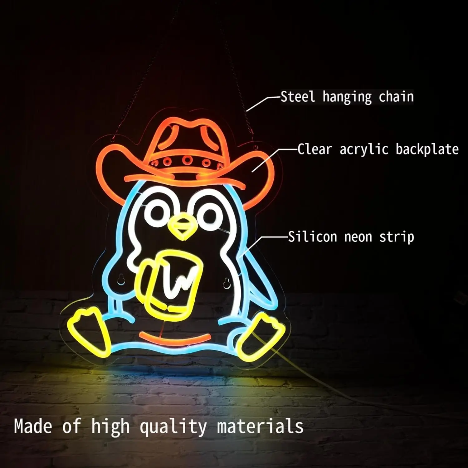 Penguin Neon Sign USB Powered Led Light for Kid Room Pet Shop Birthday Party Gaming Room Bedroom Decoration Gift Art Wall Light view 2