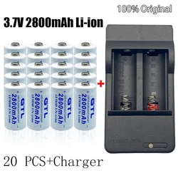 2-20pcs CR123A RCR123 ICR16340 Battery 2800mAh 3.7V Li-ion Rechargeable Battery for Security Camera L70+16340 Charger