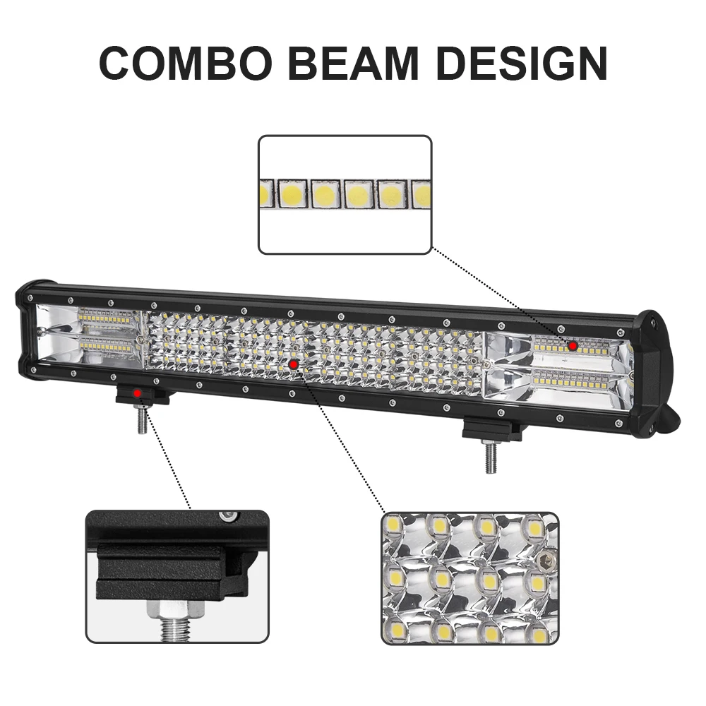 LANGBO 4-45in 72W-800W Four-Row 6D LED Work Light Bar Offroad Side Lights 12v 24V Combo Led Spotlight for 4X4 Truck SUV ATV 4WD