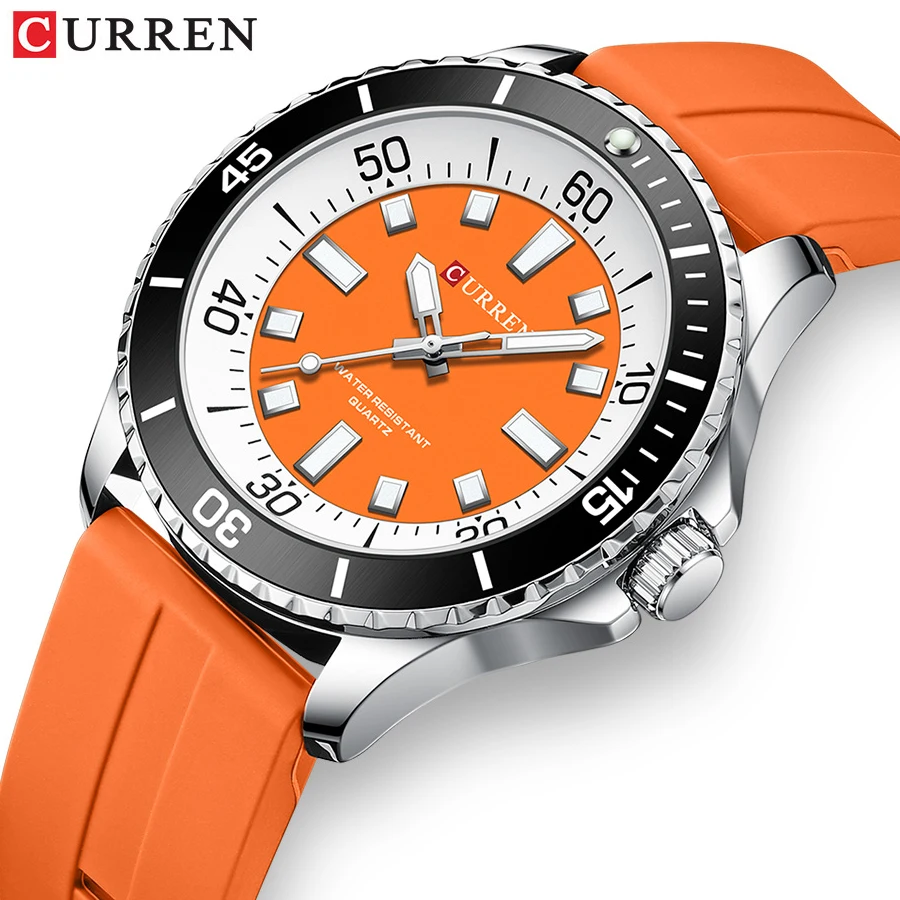 CURREN Fashion Men Watch Top Brand Luxury Waterproof Sport Mens Watches Silicone Strap Luminous handsMilitary Wristwatch