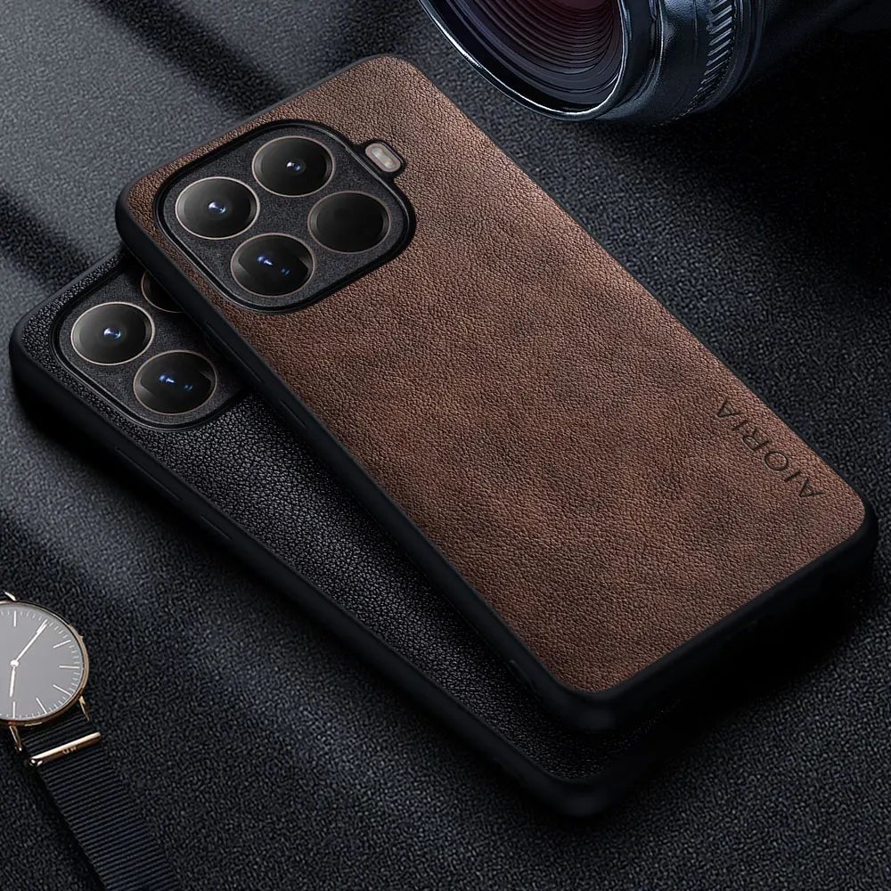 Premium-Luxus-Leder-Handyhülle für Xiaomi 15T 15 Pro Ultra, Business-Stil, einfarbig, Handyhülle