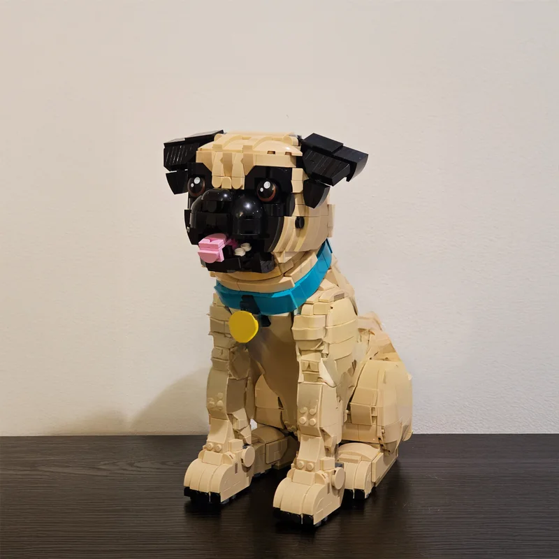 New 2047Pcs Popular Animal Series Moc Pug Dog Model Building Blocks Diy Creative Ideas Bricks Toys Birthday Christmas Gift