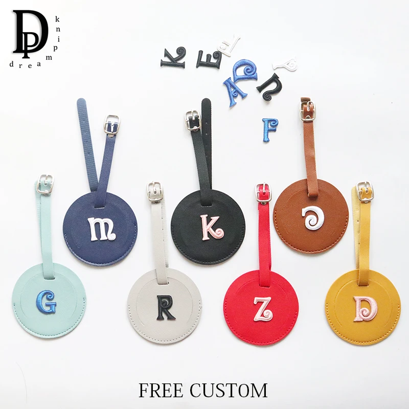 Custom Name Travel Luggage Tag Fashion Creative Letters Leather Suitcase Label Wholesale Wedding Gift Trip Essential Accessory