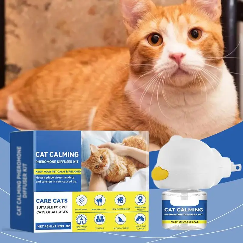 Cat Calming Diffuser Cat Emotion Diffuser 45ml Long Lasting Pheromone Plug-in Relaxants Calm Relaxing Natural Pheromone Diffuser