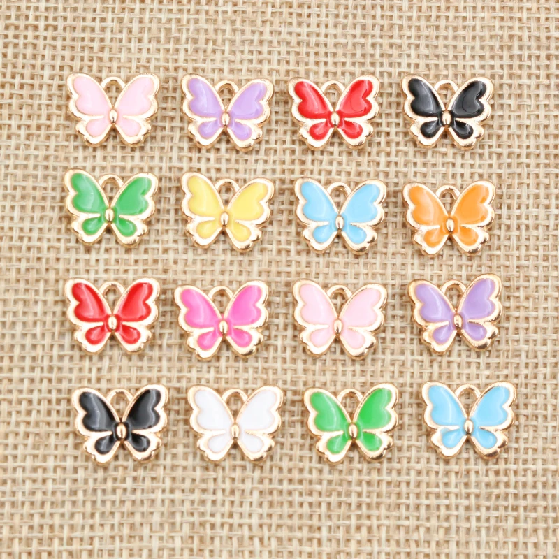 20pcs/lot 10x13mm Butterfly Charms Pendant Enamel Small Alloy Metal Charms DIY Jewelry Making Accessories for Necklace Bracelet