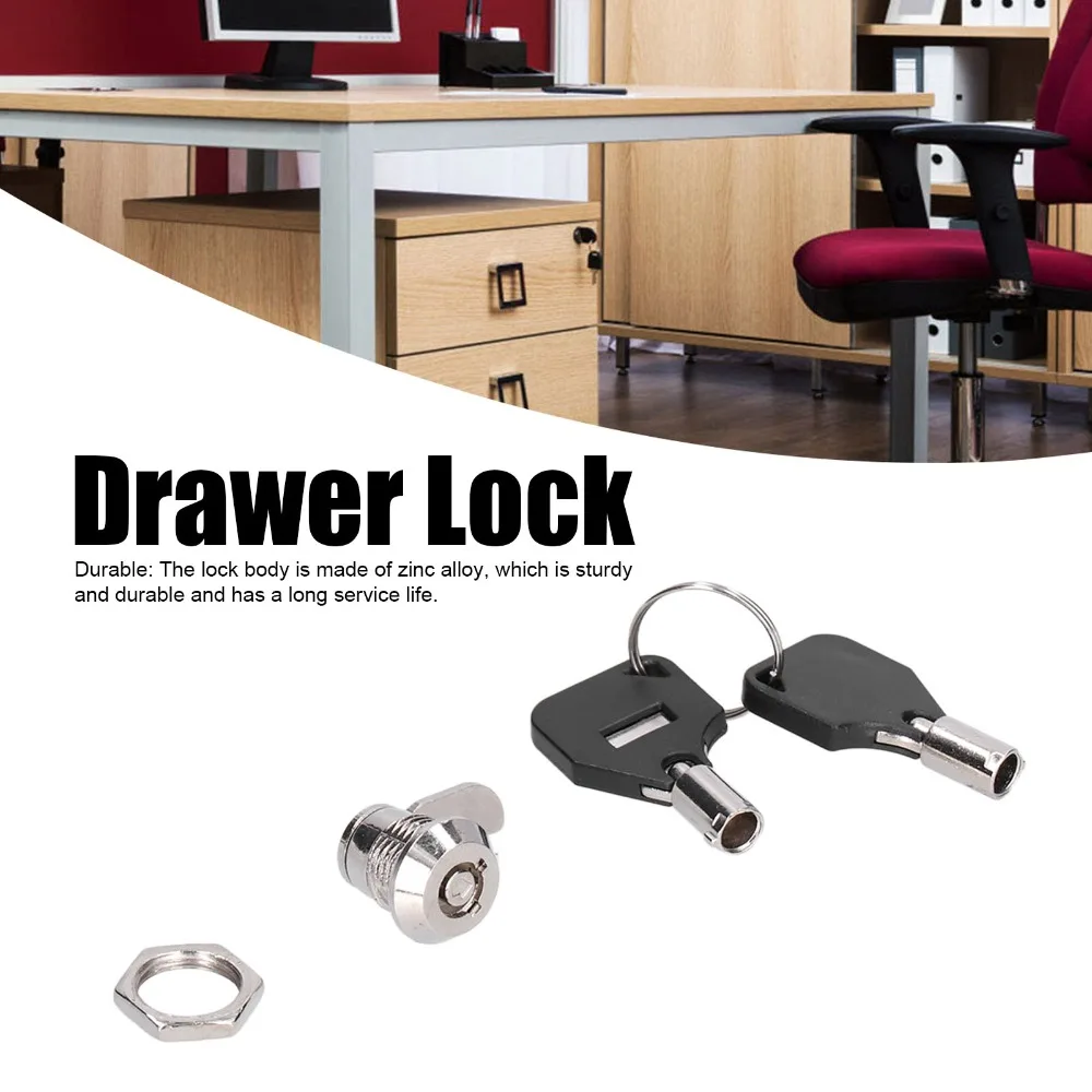 2 set Secure 4 Keys Included Cabinet Cam Lock Durable Versatile File Cabinet Lock Drawer Lock Home