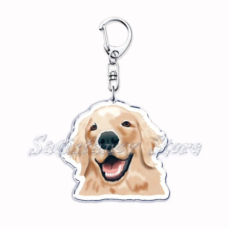 Cute Golden Retriever Doggo Acrylic Keychains Puppy Pet Dog Keyring for Accessories Bag Pendant Key Chain Jewelry Fans Gifts