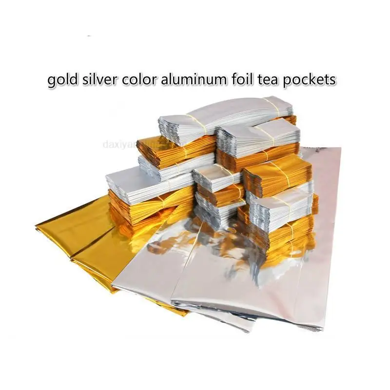 100pcs/lot Colorful Tea Punch Golden Silver Vacuum Aluminum Foil Bag Small Bubble Bags Black Green Teas Pocket